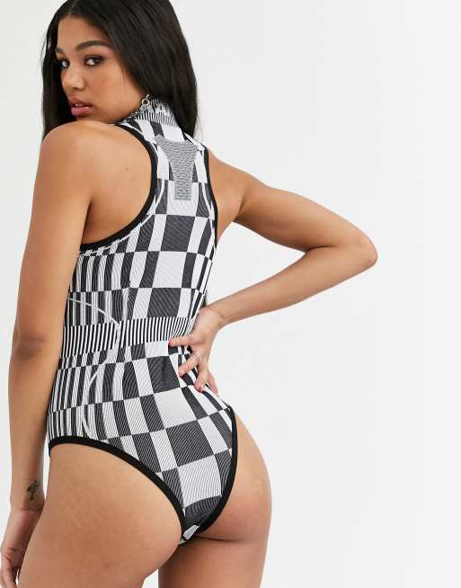 Checkered bodysuit cheap