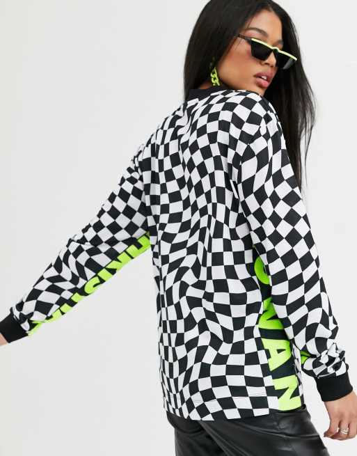 ASOS DESIGN x Christian Cowan Unisex long sleeved checkerboard t shirt