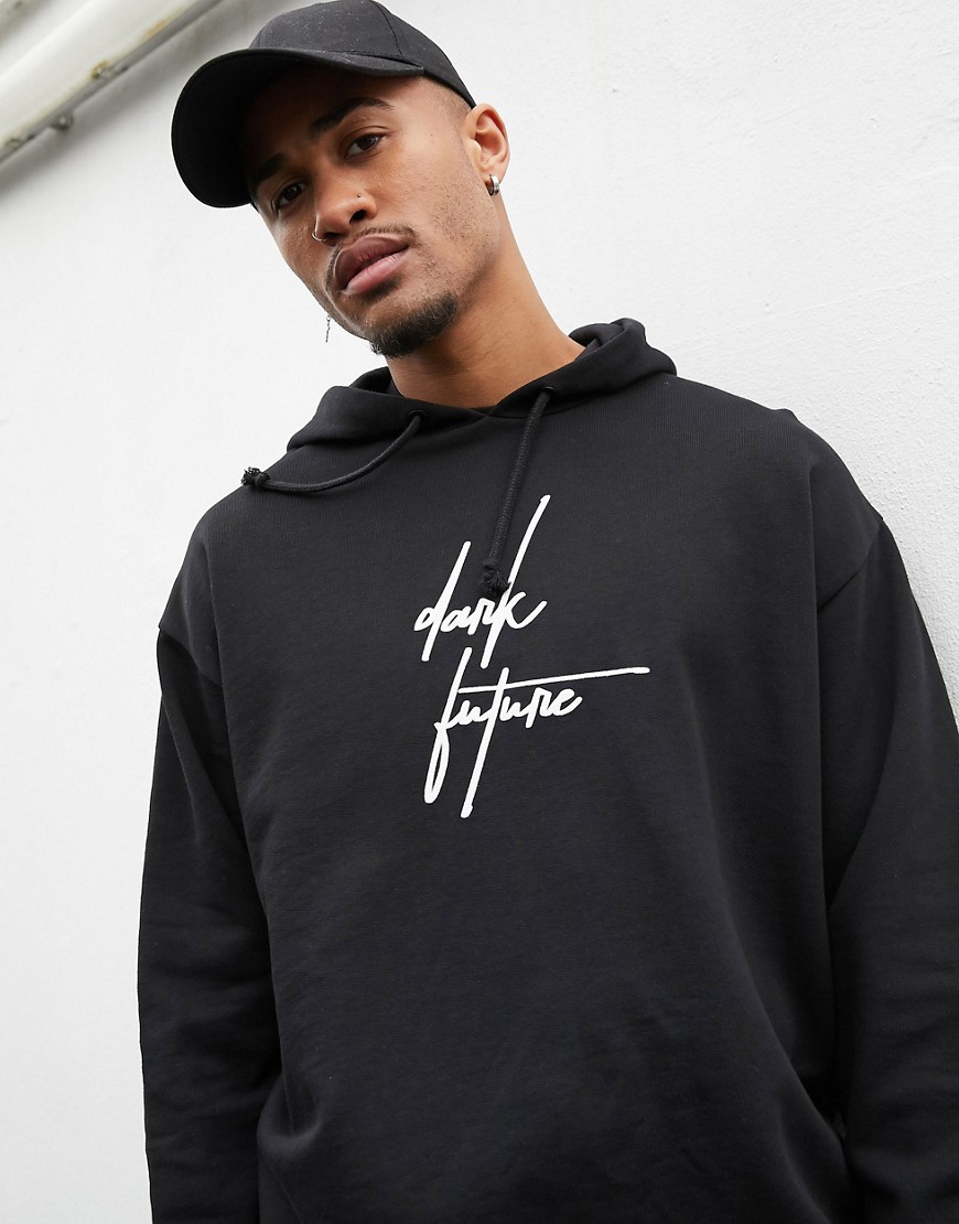 ASOS DESIGN x Dark Future oversized hoodie in black with logo print