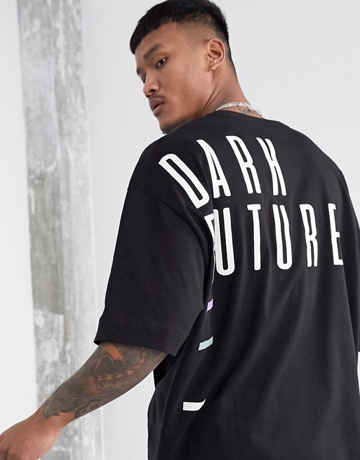 ASOS Dark Future oversized longline t-shirt in heavyweight jersey with back print