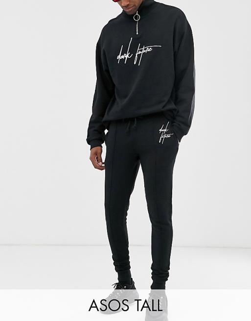ASOS DESIGN x Dark Future Tall two-piece skinny sweatpants with placement logo print | ASOS