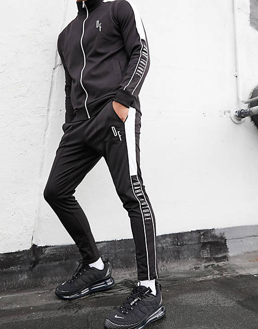 ASOS DESIGN x Dark Future two-piece skinny fit sweatpants with taping ...