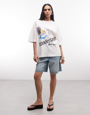 Asos Design X Disney T-shirt With Alice In White