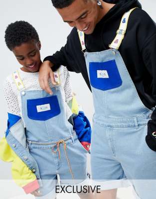 asos design x glaad & denim jacket in colourblock