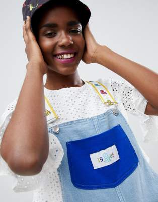 asos design x glaad & denim jacket in colourblock