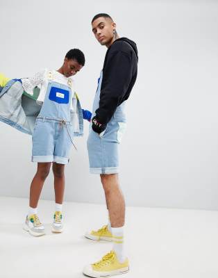 asos design x glaad & denim jacket in colourblock