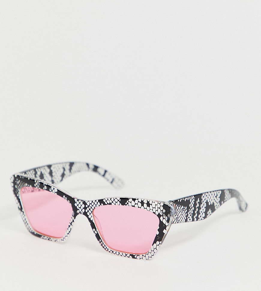 ASOS DESIGN x glaad – Unisex – Rosa solglasögon med ormskinnsmönster