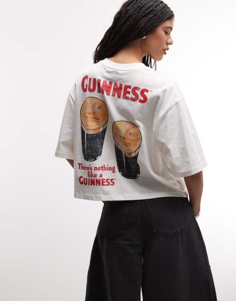 ASOS DESIGN x Guinness – Biały luźny T-shirt z nadrukiem - view 1