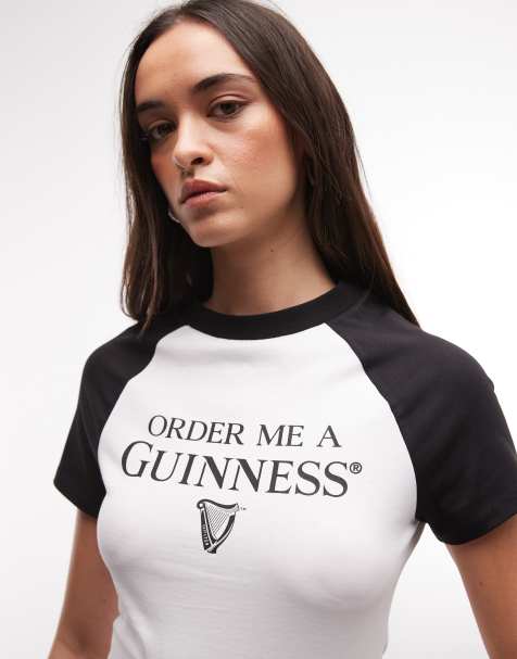 ASOS DESIGN x GUINNESS - T-shirt effet rétréci à slogan - Blanc - view 1
