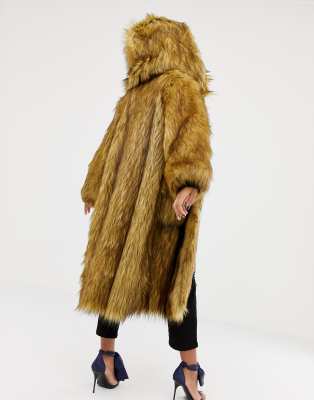 oversized hooded fur coat