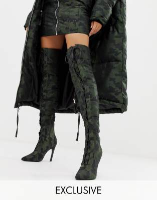 over the knee camouflage boots