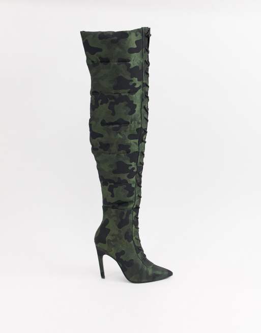 Camo over the hot sale knee boots