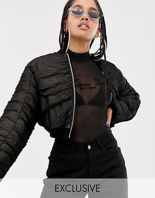 ASOS DESIGN x LaQuan Smith rouched cropped bomber
