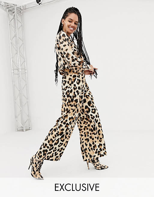 ASOS DESIGN x LaQuan Smith wide leg pants in leopard print