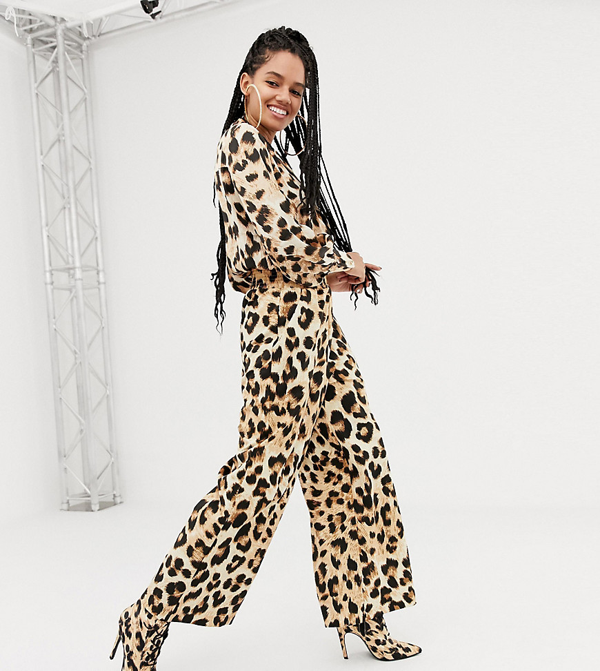 ASOS DESIGN x LaQuan Smith wide leg trousers in leopard print-Multi