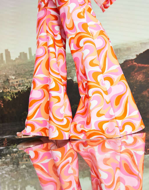 ASOS DESIGN x MILLIE Curve - Bukser med svaj og hvirvelprint - Del af sæt, 2 af 4