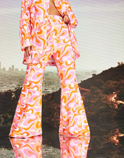 ASOS DESIGN x MILLIE Curve - Bukser med svaj og hvirvelprint - Del af sæt, 4 af 4