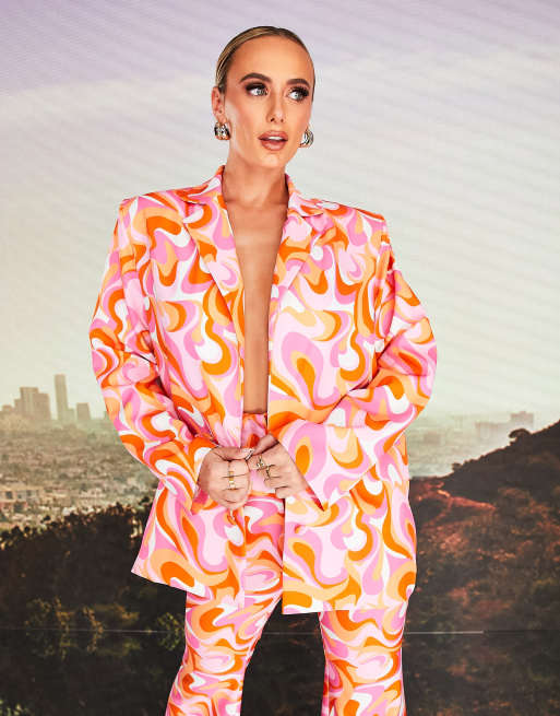 ASOS DESIGN x MILLIE – Virvelmönstrad kavaj i oversize, del av set