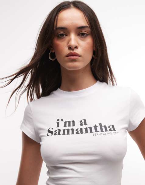 ASOS DESIGN x Sex and the City – Knapp geschnittenes T-Shirt in Weiß mit offiziellem, lizenziertem Print - view 1