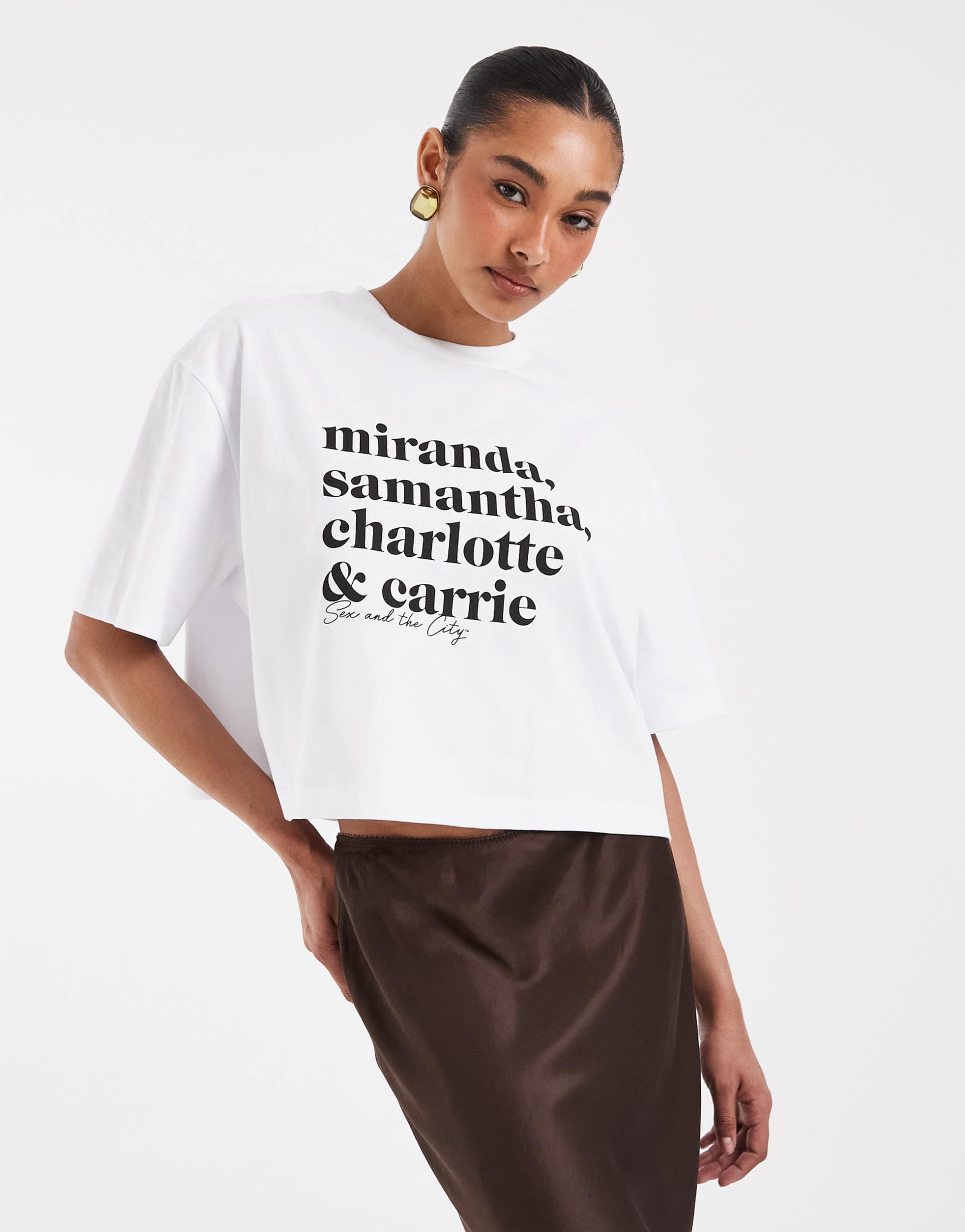 asos design x sex and the city official licensed merch white t-shirt