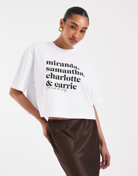 ASOS DESIGN X Sex and the City - T-shirt bianca con stampa su licenza ufficiale - view 1