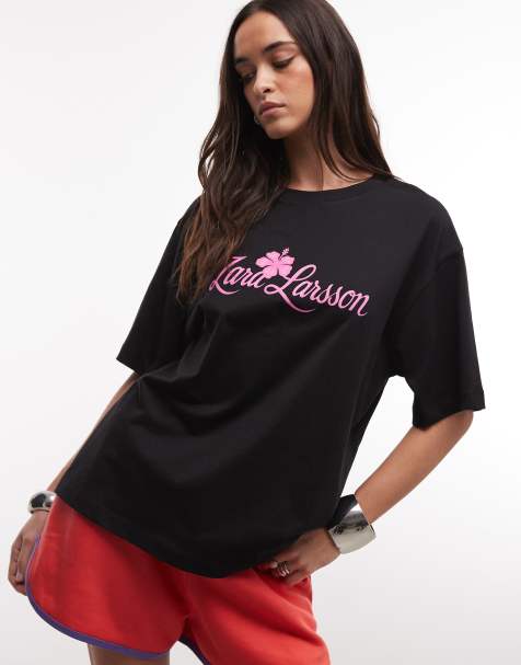 ASOS DESIGN x Z. Larsson – Czarny T-shirt oversize z licencjonowaną grafiką - view 1