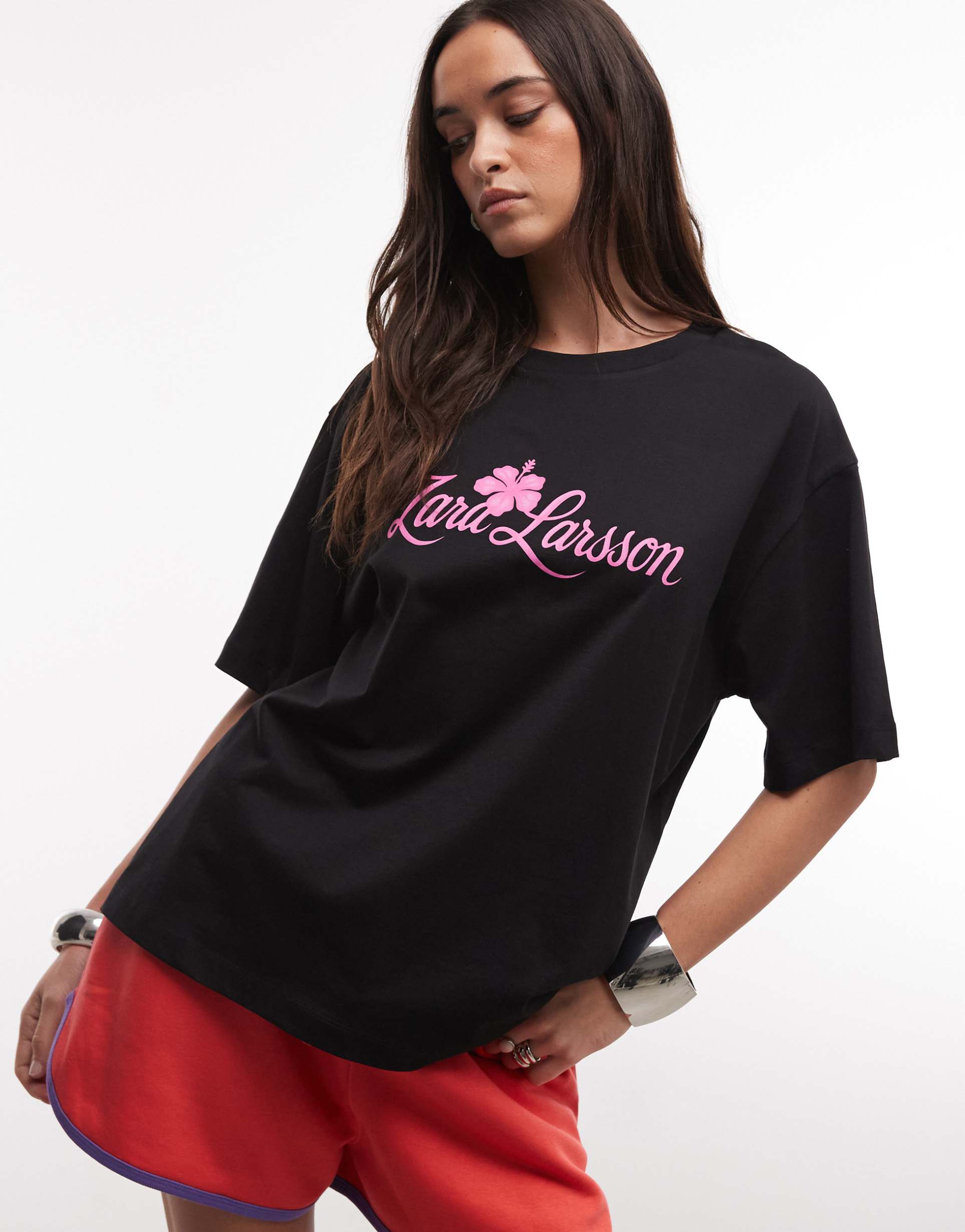 asos design x z. larsson official merch licensed oversized t-shirt with print in black
