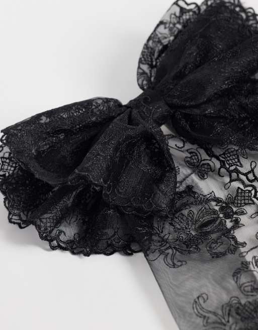 ASOS DESIGN XL hair bow barette in black lace, 3 of 3
