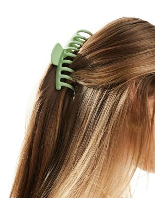 Asos Design Xl Hair Claw Clip In Sage-green