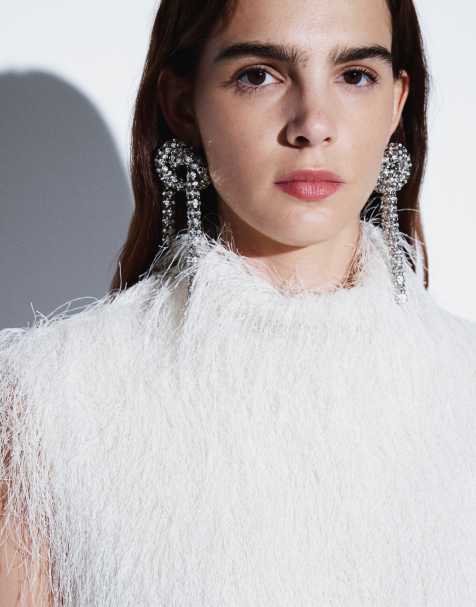 ASOS DESIGN XL knot clip-on earrings with diamantes in silver - view 1