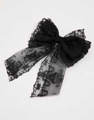 ASOS DESIGN ASOS DESIGN XL lace hair bow-Black