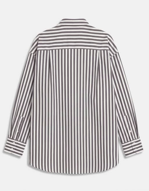 ASOS DESIGN XL oversized shirt in mono stripe, 7 of 9