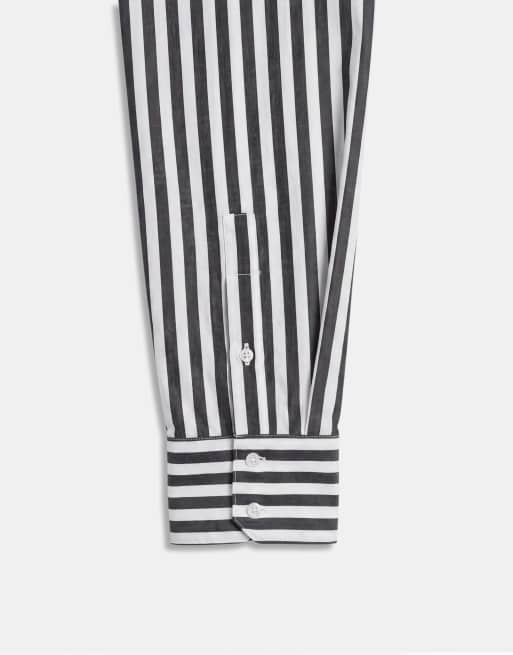 ASOS DESIGN XL oversized shirt in mono stripe, 9 of 9