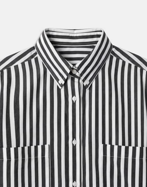 ASOS DESIGN XL oversized shirt in monochrome stripes, 8 of 9