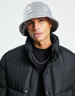 Asos Design Y2k Bucket Hat With Padded Design In Silver ModeSens
