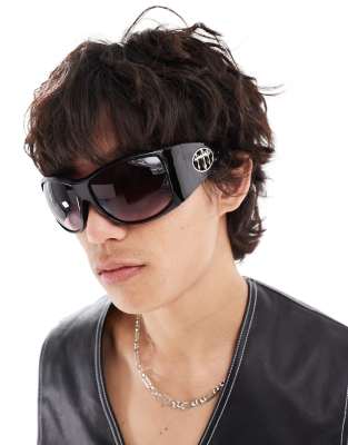 LaVenty Black Y2k Sunglasses Punk One Piece for Sun Protection in Summer Daily Portable Y2k Aesthetic Accessory Star Hair Clip