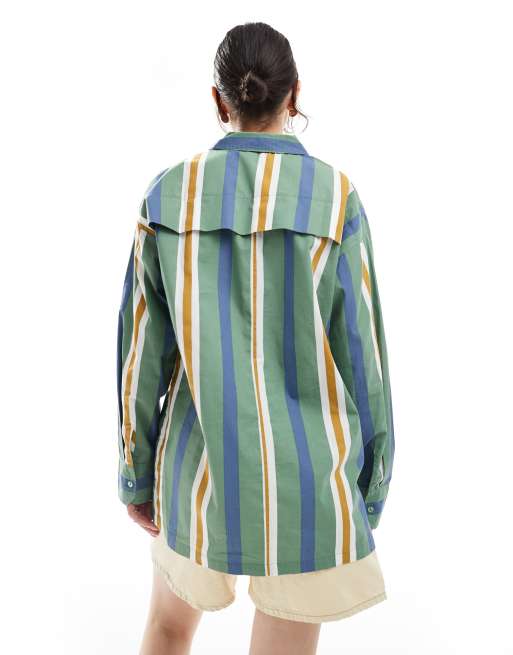 ASOS DESIGN yoke overlay shirt in stripe | ASOS