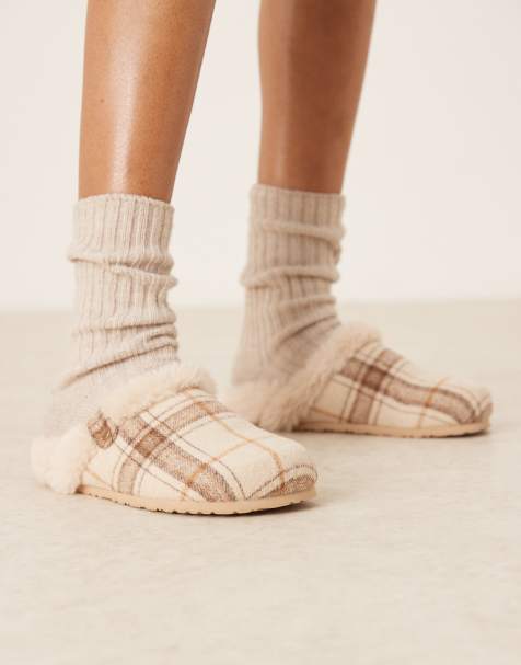 ASOS DESIGN Zabby clog mule slipper in check - view 1