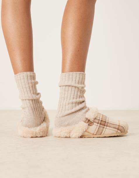 ASOS DESIGN Zabby clog mule slippers in check - view 1