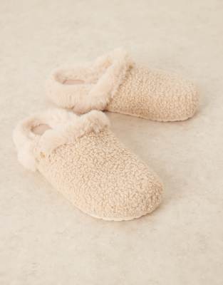 Asos Design Zabby Clog Mule Slippers In Neutral