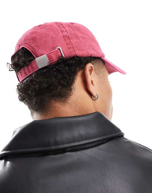 ASOS DESIGN - Zachte baseballpet in donkerrood met wassing, 4 van 4
