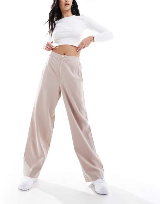 ASOS DESIGN - Zachte broek met wijde, ronde pijpen in nertsroze