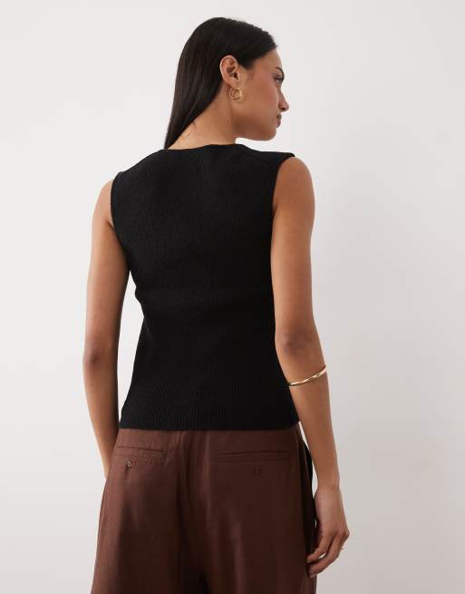 ASOS DESIGN - Zachte cami met textuur en vierkante hals in zwart, 4 van 4