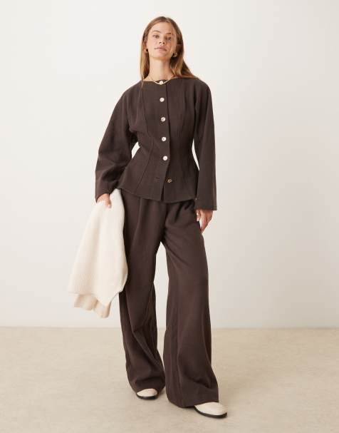 ASOS DESIGN - Zachte co-ord set in chocoladebruin - view 1