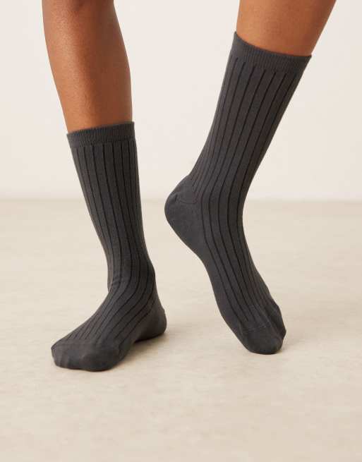ASOS DESIGN - Zachte geribbelde sokken in antracietgrijs, 2 van 3