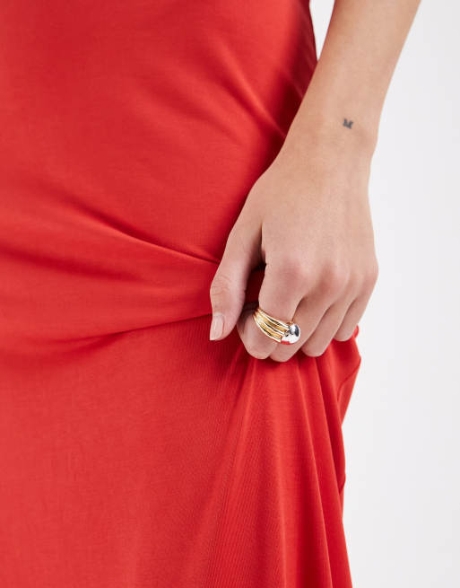 ASOS DESIGN - Zachte slipdress van modalmix in rood, 3 van 4