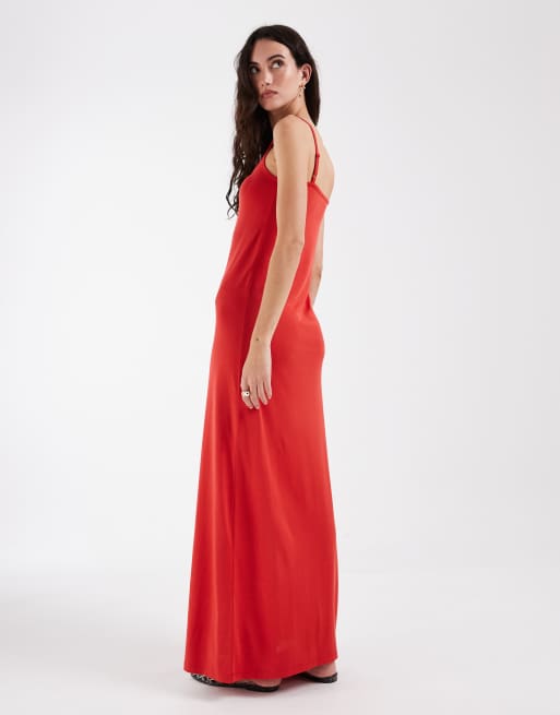 ASOS DESIGN - Zachte slipdress van modalmix in rood, 4 van 4