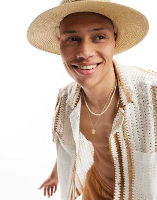 ASOS DESIGN - Zachte strohoed in biscuit met band in dezelfde tint, 2 van 4