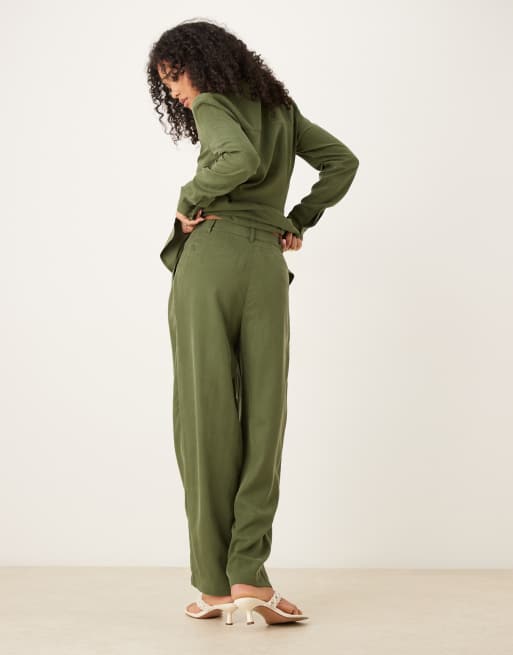 ASOS DESIGN - Zachte toelopende broek in kaki, deel van co-ord set, 3 van 4
