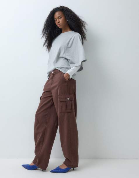 ASOS DESIGN zachte utility cargobroek in donkerbruin - view 1